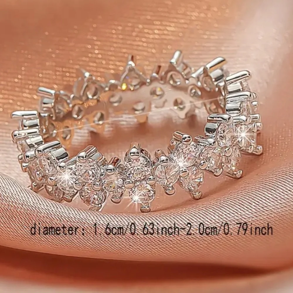 - Eternity Ring-14k White Gold Plated& Pave Crystals Moissanite Sizes 7 or 9